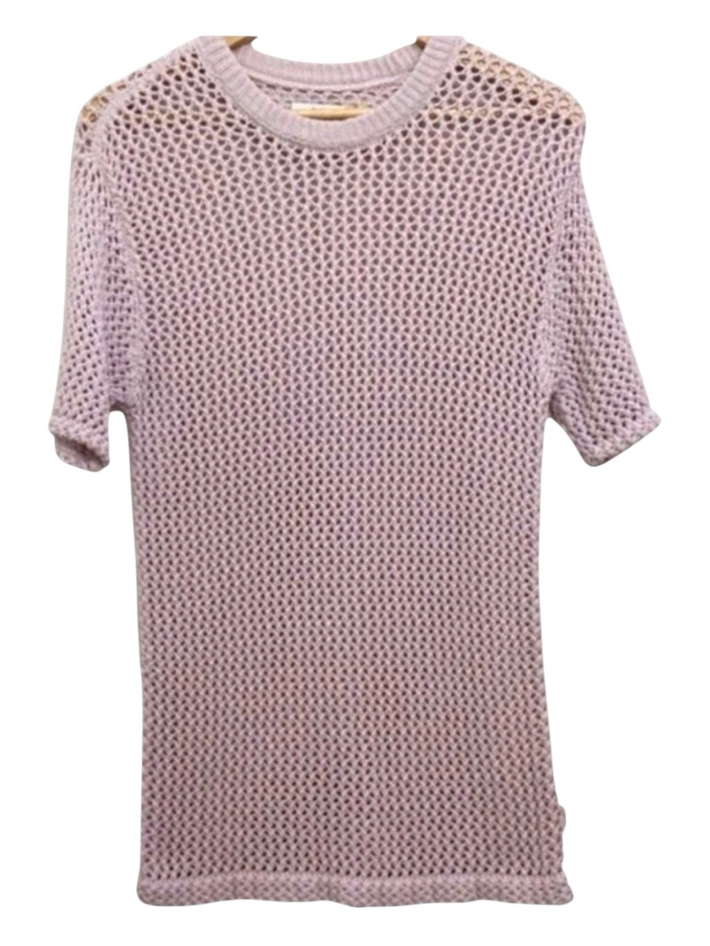 Tna crochet sweater cotton powder pink 2XS short sleeves round neck summer knit